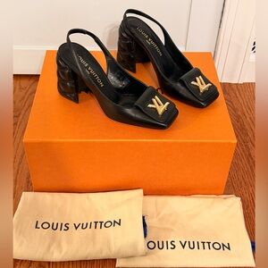 Louis Vuitton Black and Gold Heels